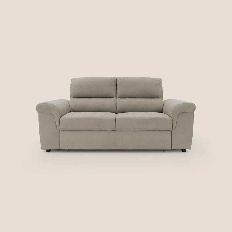 Minerva canapé linéaire avec pouf extractible en tissu doux imperméable T02 beige