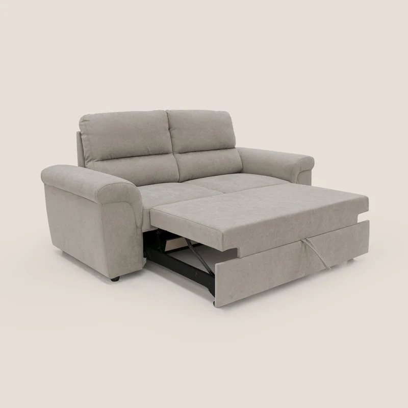 Minerva canapé linéaire avec pouf extractible en tissu doux imperméable T02 beige