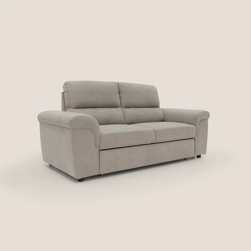 Minerva canapé linéaire avec pouf extractible en tissu doux imperméable T02 beige