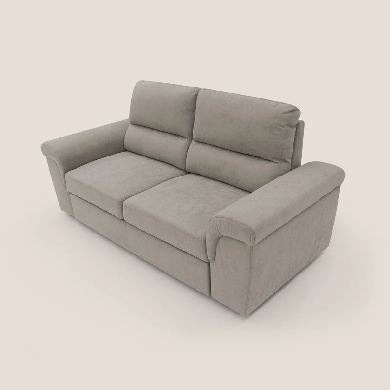 Minerva canapé linéaire avec pouf extractible en tissu doux imperméable T02 beige