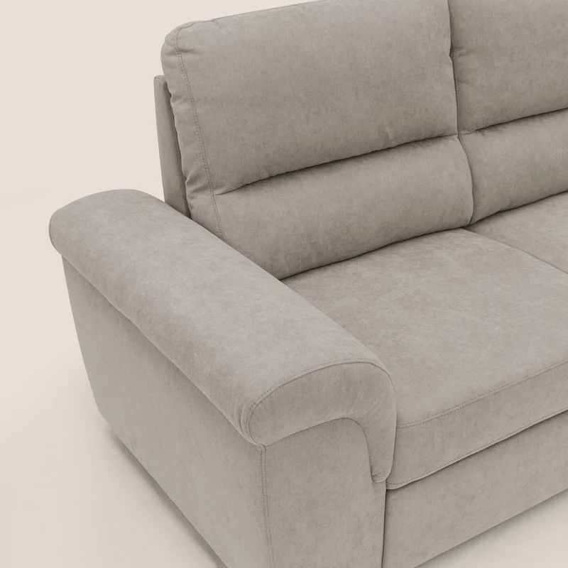 Minerva canapé linéaire avec pouf extractible en tissu doux imperméable T02 beige