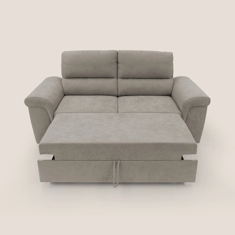 Minerva canapé linéaire avec pouf extractible en tissu doux imperméable T02 beige