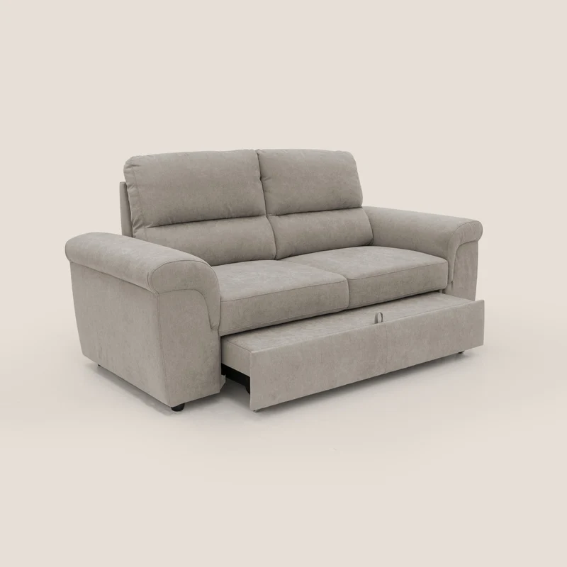 Minerva canapé linéaire avec pouf extractible en tissu doux imperméable T02 beige