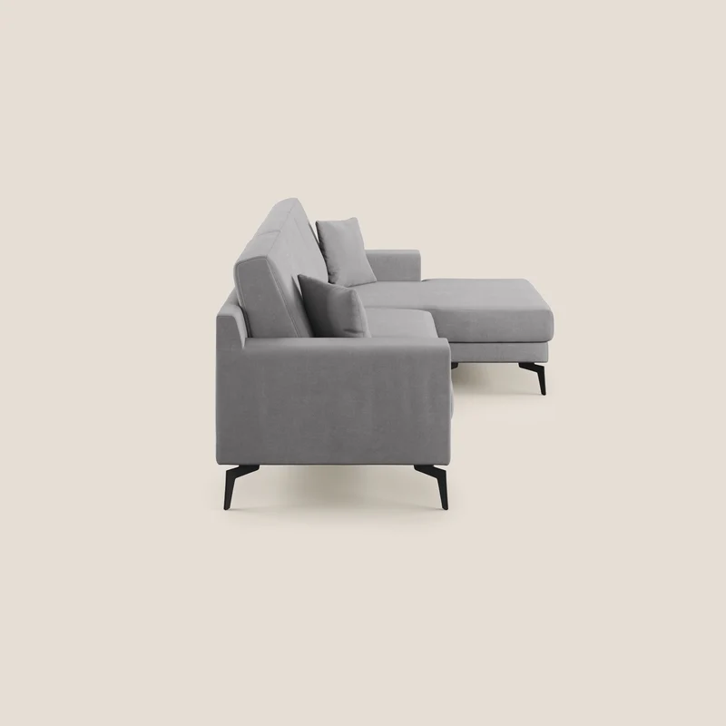 Prestige canapé d’angle réversible en microfibre détachable T11 gris