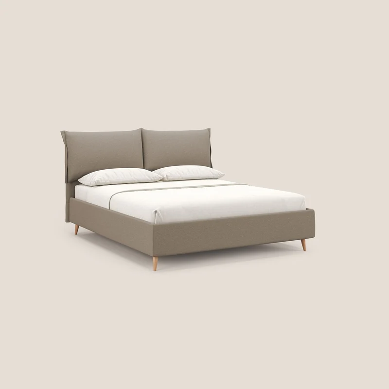 Elettra lit avec coffre de rangement déhoussable avec coussins tête de lit en tissu imperméable T13 beige
