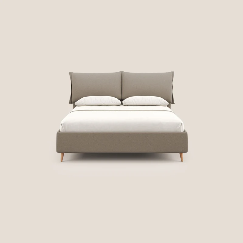 Elettra lit avec coffre de rangement déhoussable avec coussins tête de lit en tissu imperméable T13 beige