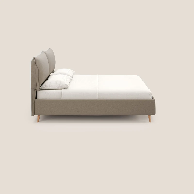 Elettra lit avec coffre de rangement déhoussable avec coussins tête de lit en tissu imperméable T13 beige
