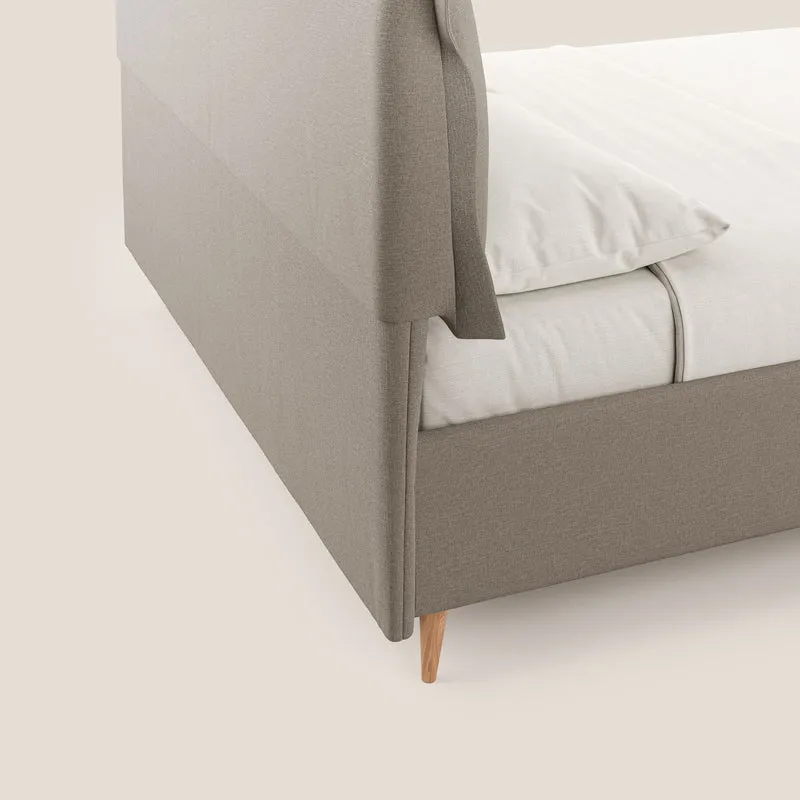 Elettra lit avec coffre de rangement déhoussable avec coussins tête de lit en tissu imperméable T13 beige