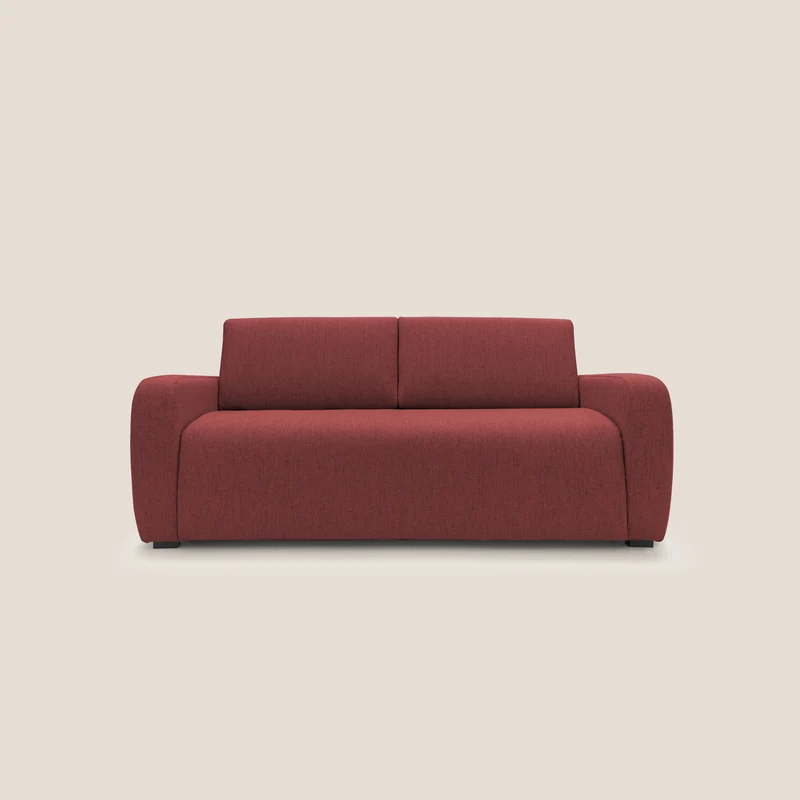 Duna Canapé-lit double avec matelas 20 cm en tissu imperméable T03 rouge