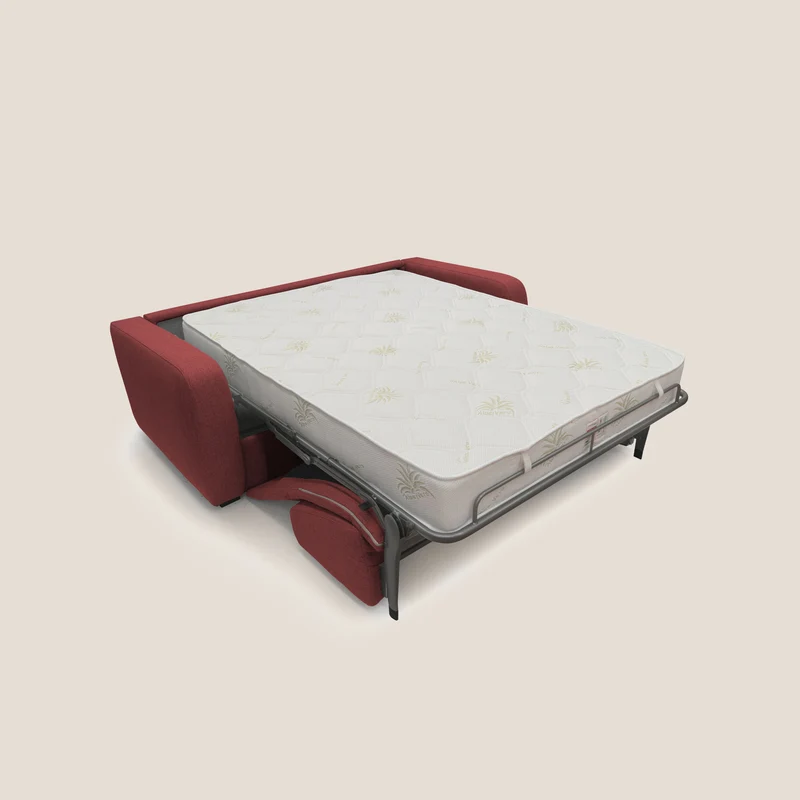 Duna Canapé-lit double avec matelas 20 cm en tissu imperméable T03 rouge