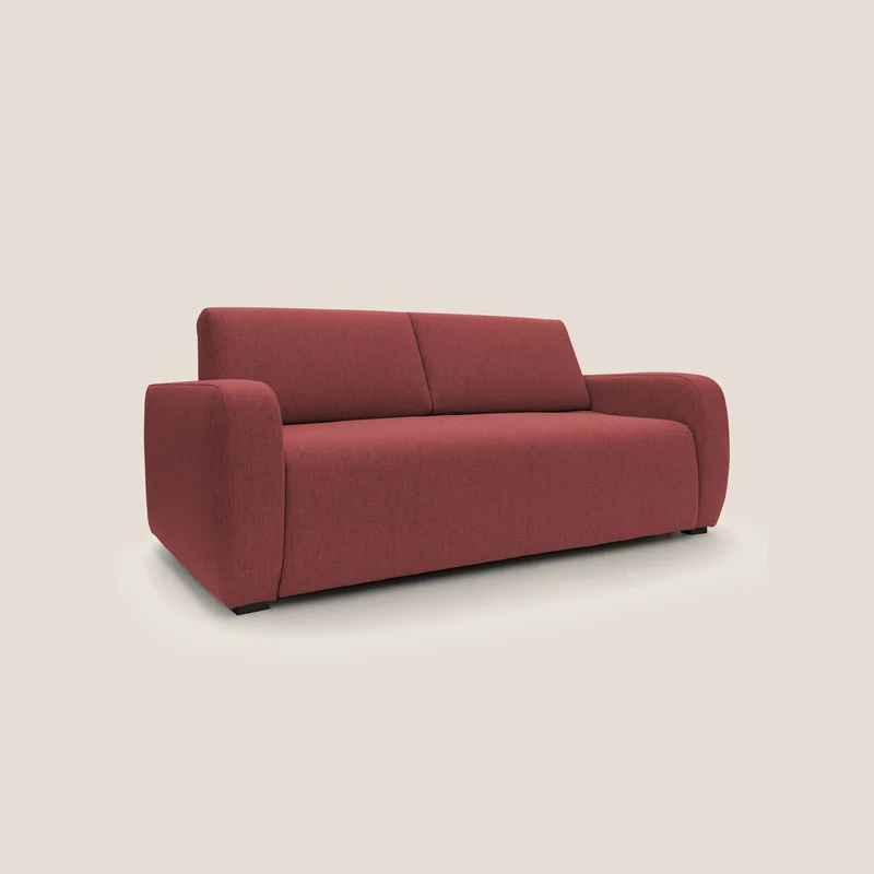 Duna Canapé-lit double avec matelas 20 cm en tissu imperméable T03 rouge