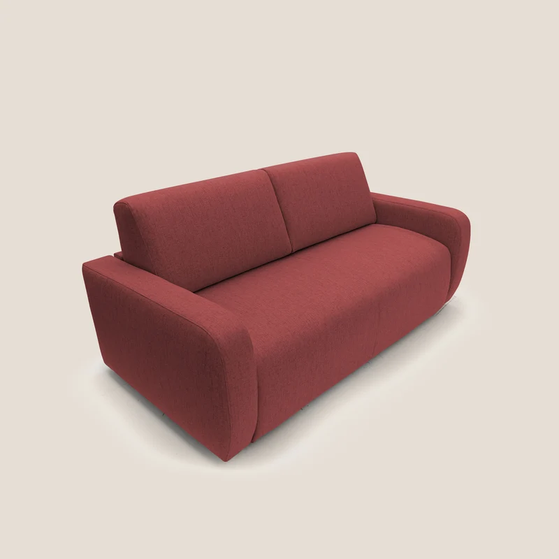 Duna Canapé-lit double avec matelas 20 cm en tissu imperméable T03 rouge
