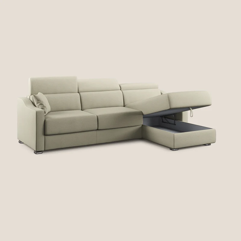 Amber canapé d'angle convertible en tissu détachable T05 crème