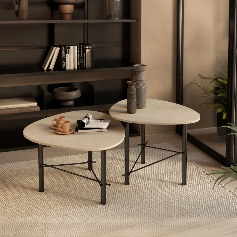 Cookie table basse de salon en laminam terre di matera noir