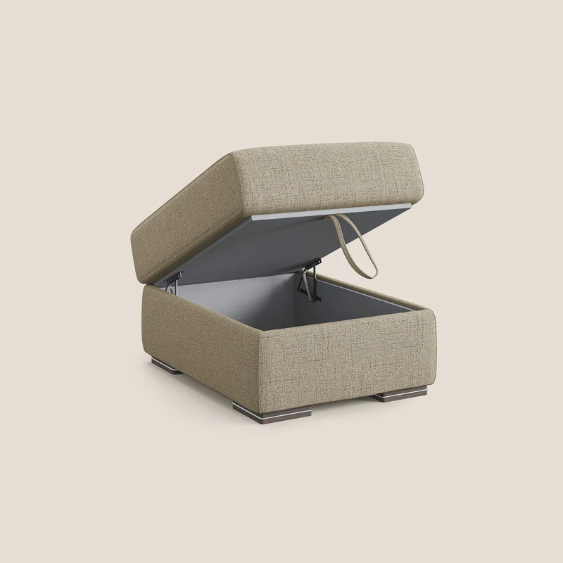 Sun pouf coffre en tissu imperméable flammé T03 beige
