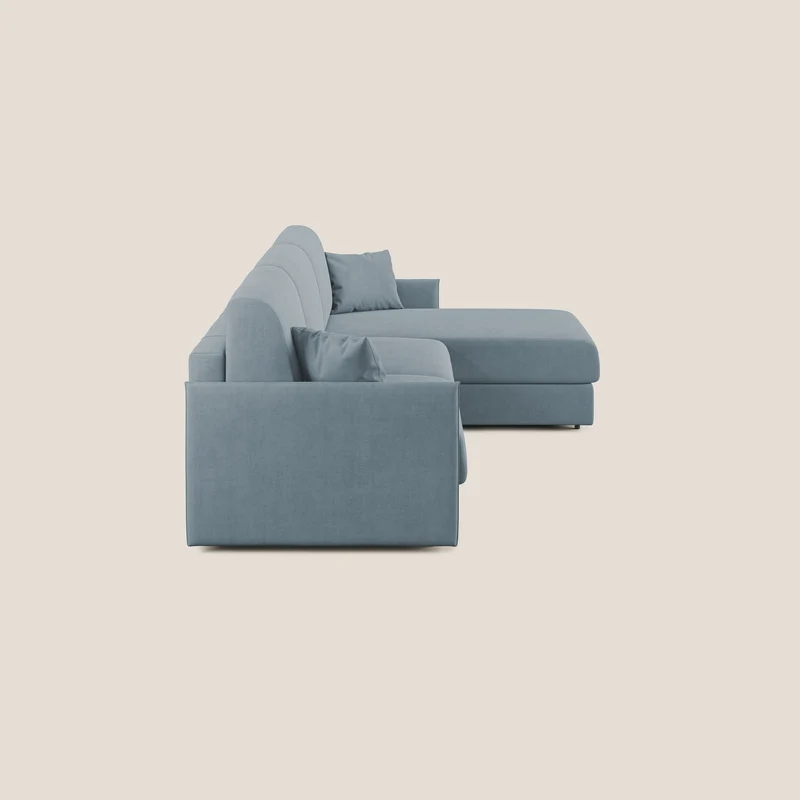 Evans canapé d'angle convertible avec méridienne en tissu doux imperméable T02 sucre glace
