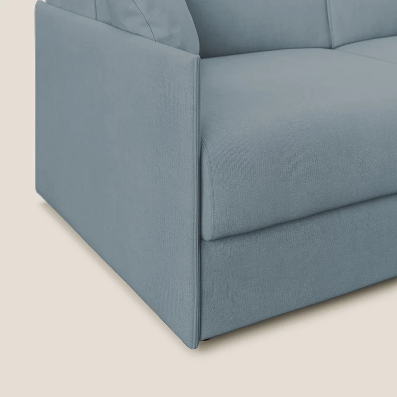Evans canapé d'angle convertible avec méridienne en tissu doux imperméable T02 sucre glace