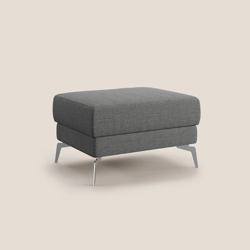 Star Pouf avec pieds hauts en tissu imperméable flammé T03 gris