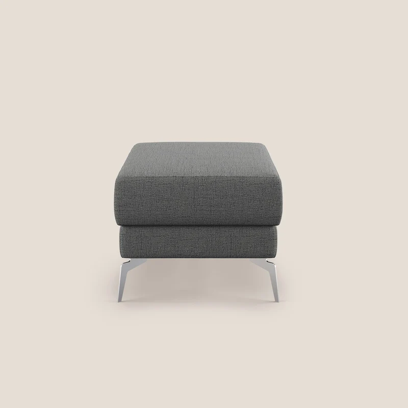 Star Pouf avec pieds hauts en tissu imperméable flammé T03 gris