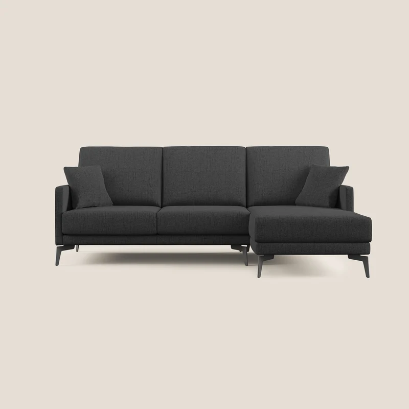 Saturno canapé d'angle moderne en tissu doux imperméable T03 anthracite