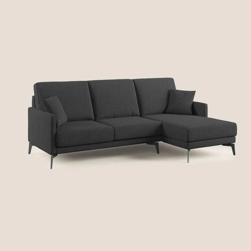 Saturno canapé d'angle moderne en tissu doux imperméable T03 anthracite