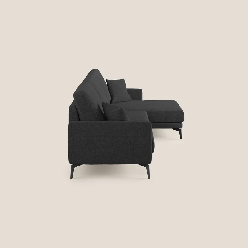 Saturno canapé d'angle moderne en tissu doux imperméable T03 anthracite