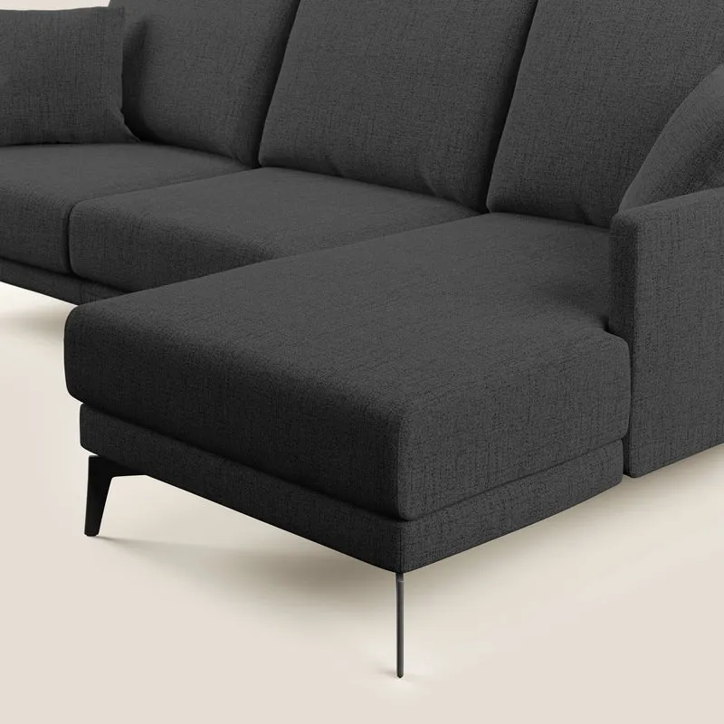 Saturno canapé d'angle moderne en tissu doux imperméable T03 anthracite