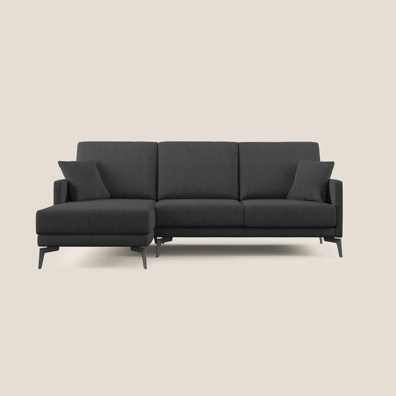 Saturno canapé d'angle moderne en tissu doux imperméable T03 anthracite