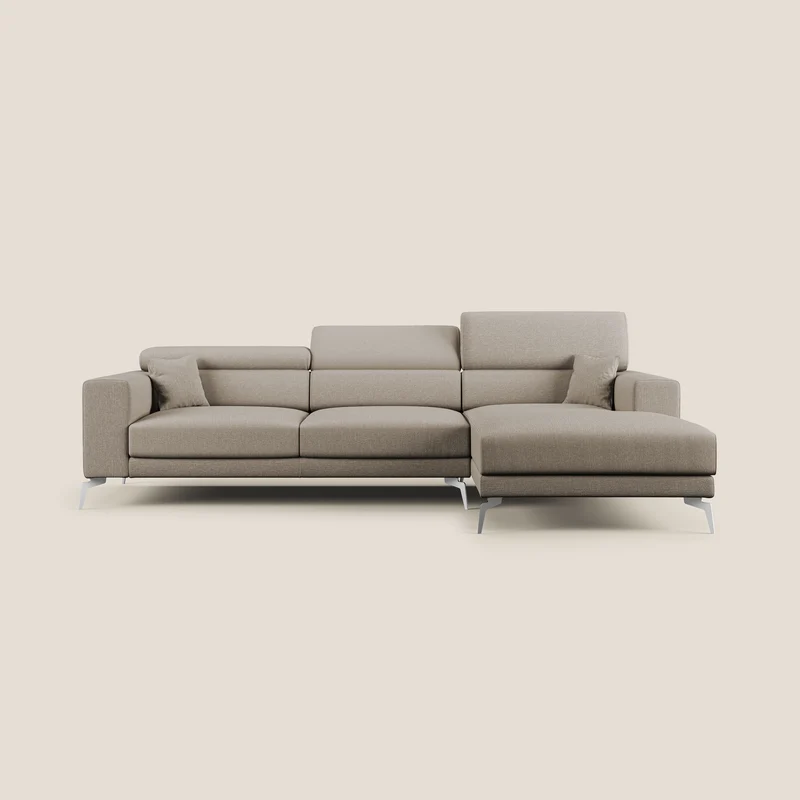 Blade Canapé d'angle avec têtières inclinables en tissu imperméable T13 beige