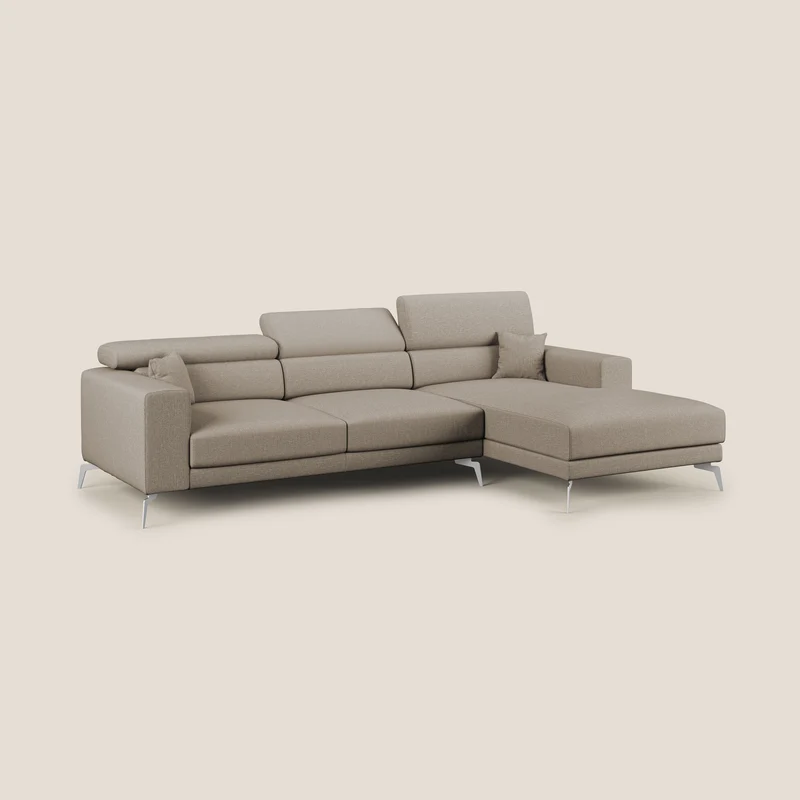 Blade Canapé d'angle avec têtières inclinables en tissu imperméable T13 beige