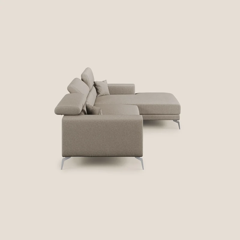 Blade Canapé d'angle avec têtières inclinables en tissu imperméable T13 beige