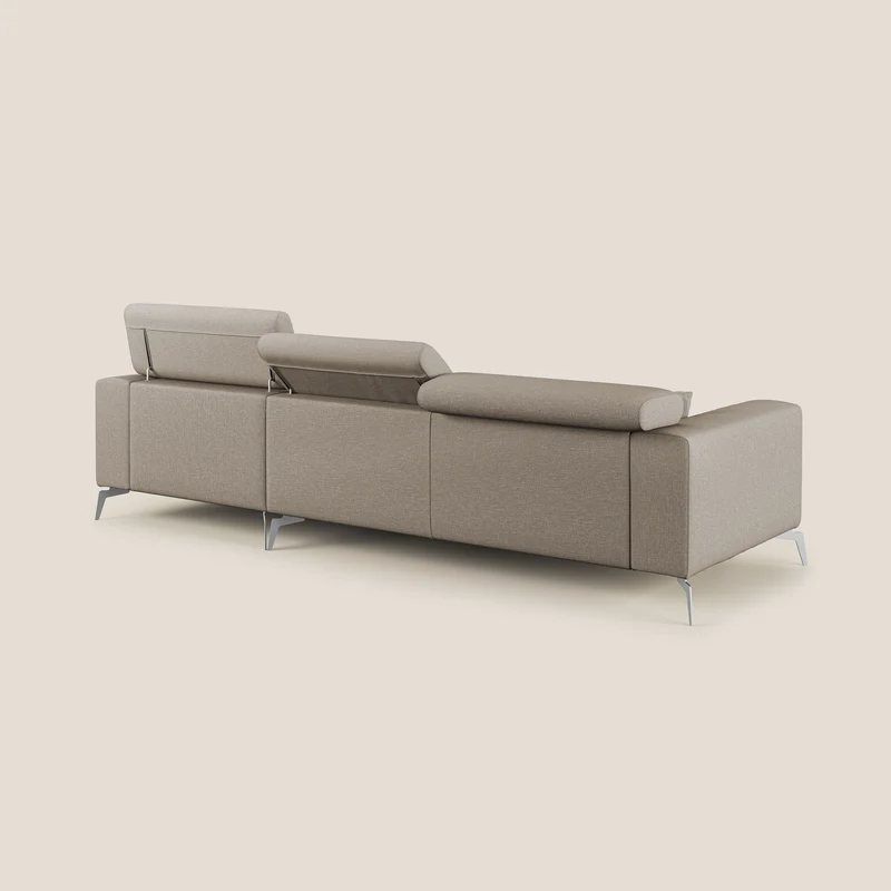 Blade Canapé d'angle avec têtières inclinables en tissu imperméable T13 beige