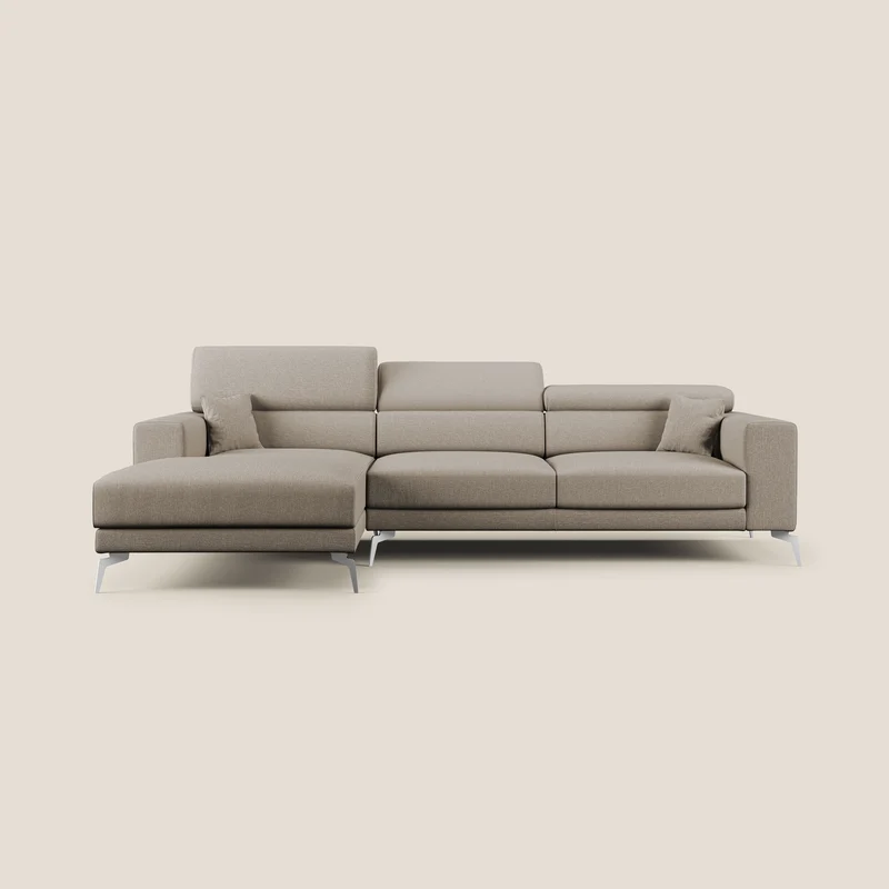 Blade Canapé d'angle avec têtières inclinables en tissu imperméable T13 beige