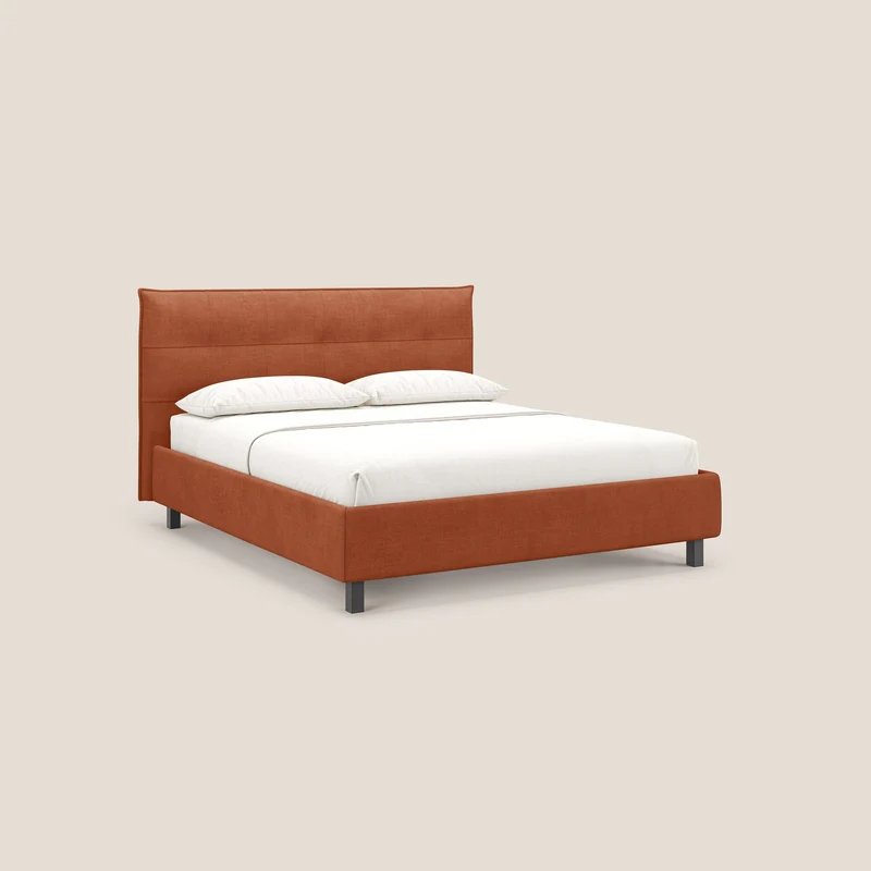 Liam lit coffre avec tête de lit capitonnée en tissu détachable T17 orange