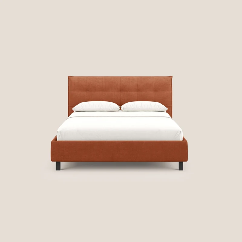 Liam lit coffre avec tête de lit capitonnée en tissu détachable T17 orange