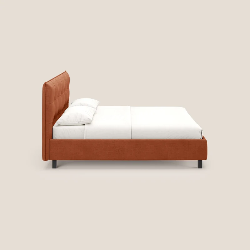 Liam lit coffre avec tête de lit capitonnée en tissu détachable T17 orange