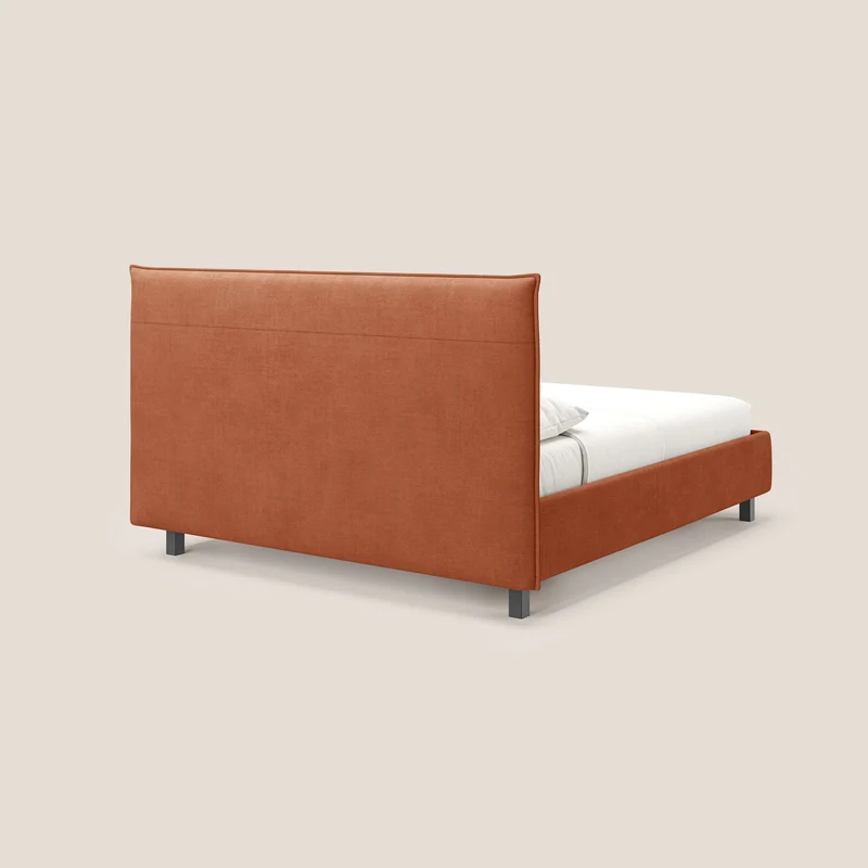 Liam lit coffre avec tête de lit capitonnée en tissu détachable T17 orange