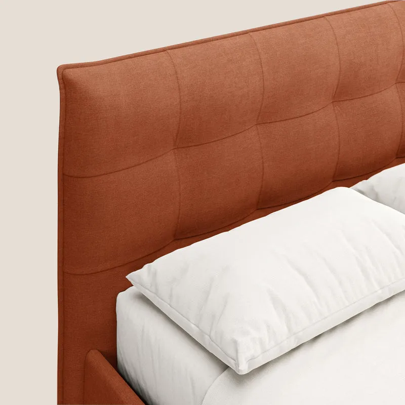 Liam lit coffre avec tête de lit capitonnée en tissu détachable T17 orange