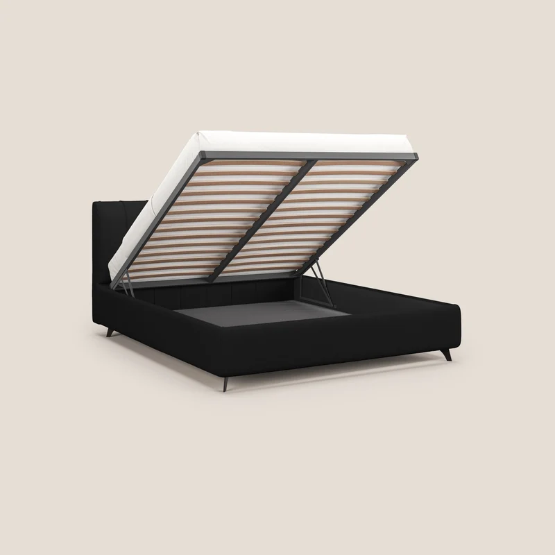 Bogart lit avec coffre rembourré complètement déhoussable en microfibre détachable T11 noir