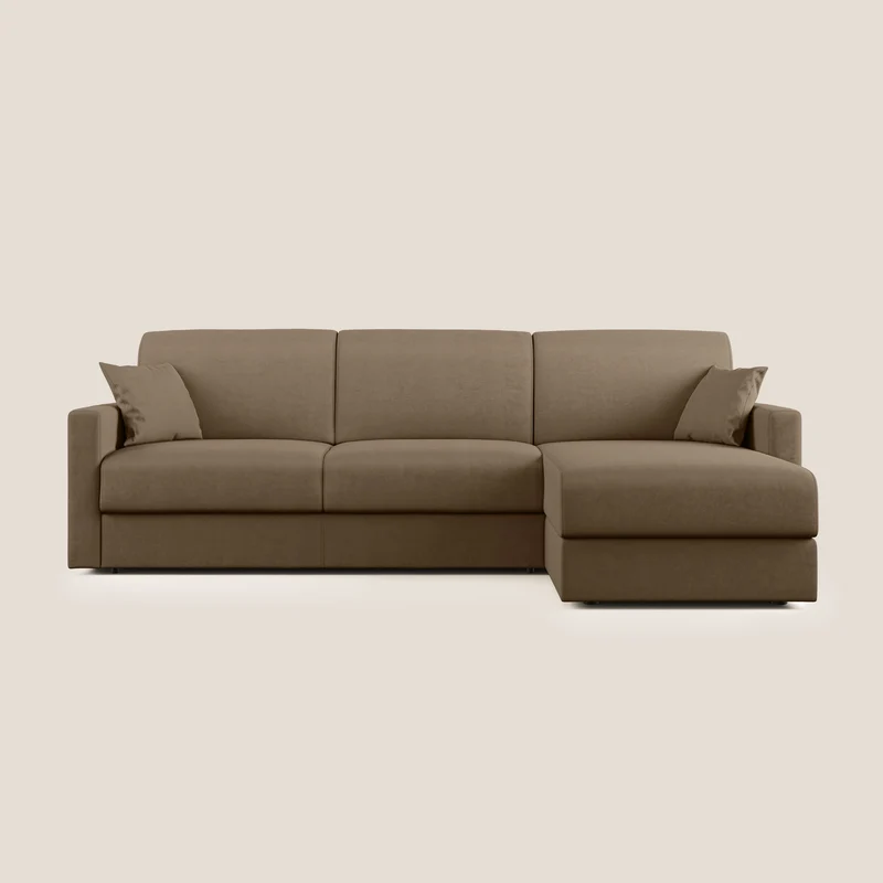 Chris canapé d'angle convertible en microfibre détachable T11 marron