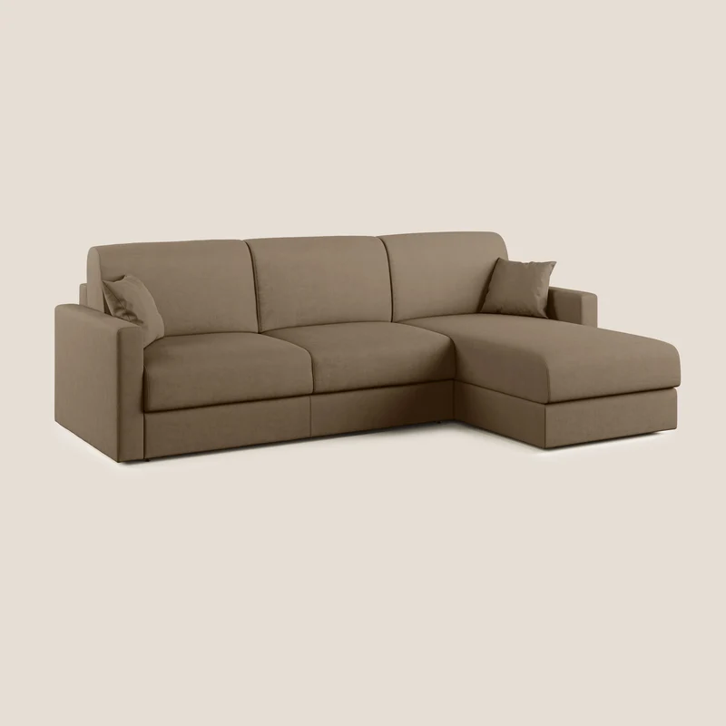 Chris canapé d'angle convertible en microfibre détachable T11 marron