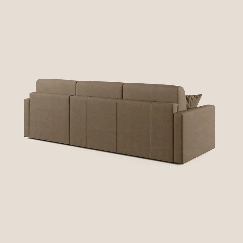Chris canapé d'angle convertible en microfibre détachable T11 marron