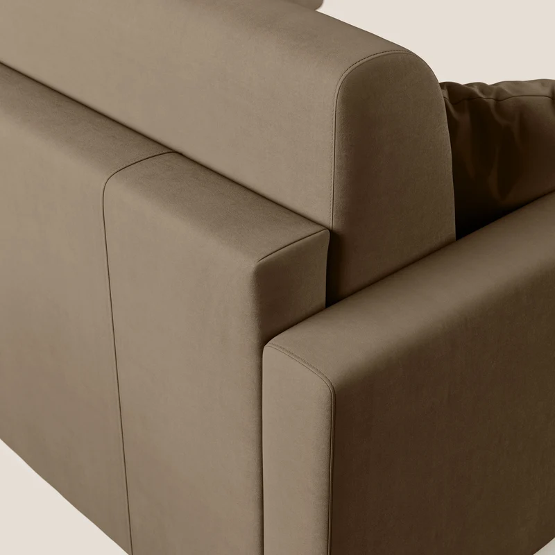 Chris canapé d'angle convertible en microfibre détachable T11 marron