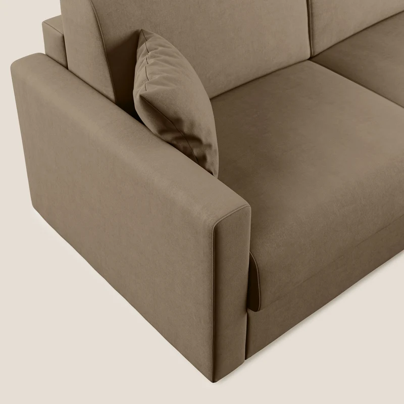 Chris canapé d'angle convertible en microfibre détachable T11 marron
