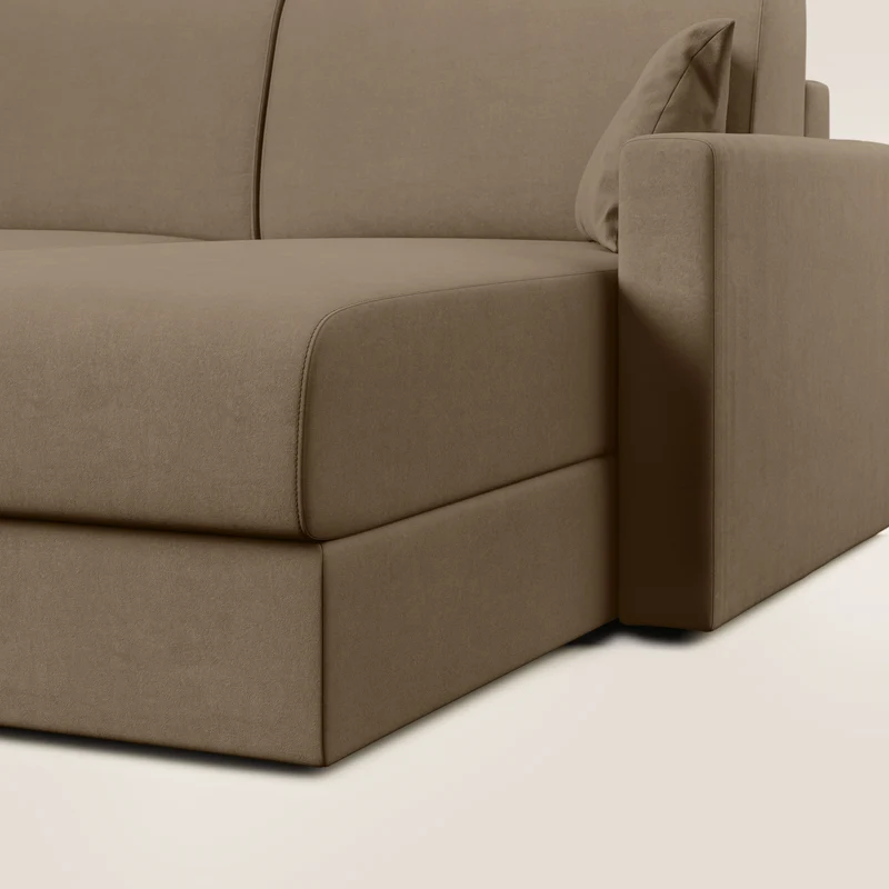 Chris canapé d'angle convertible en microfibre détachable T11 marron