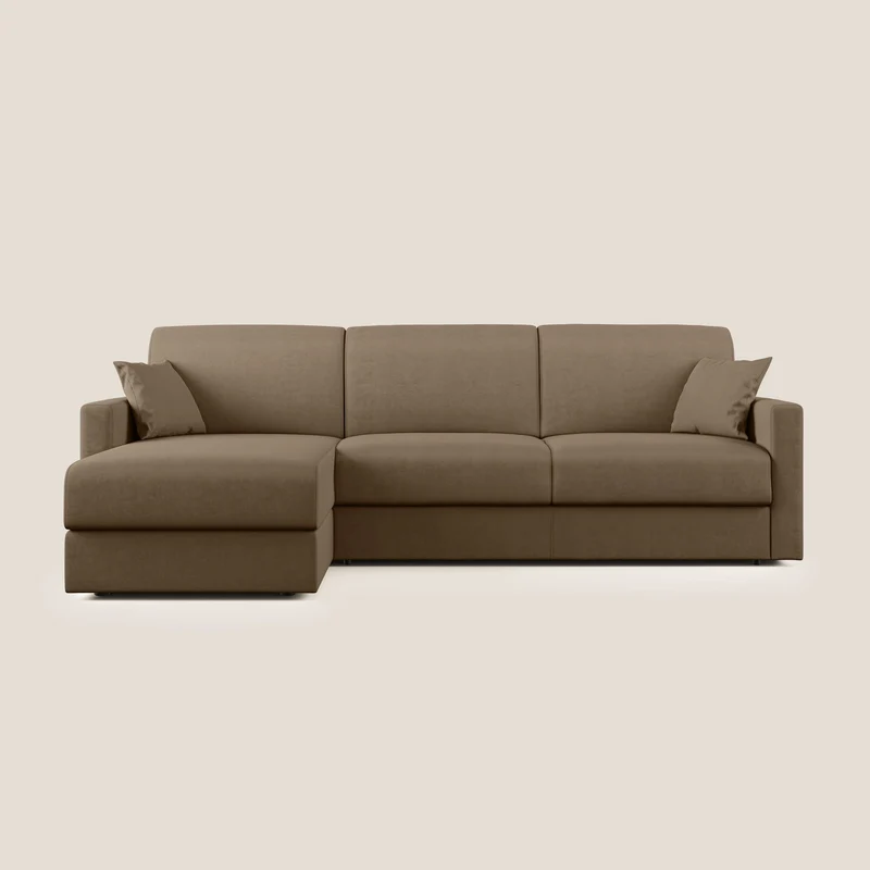 Chris canapé d'angle convertible en microfibre détachable T11 marron