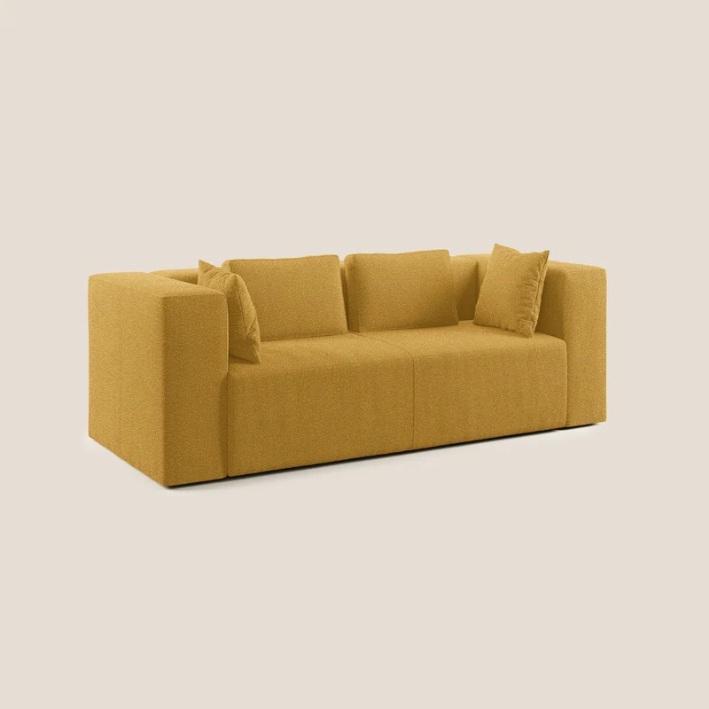 Nettuno canapé moderne modulable en bouclette douce T07 jaune