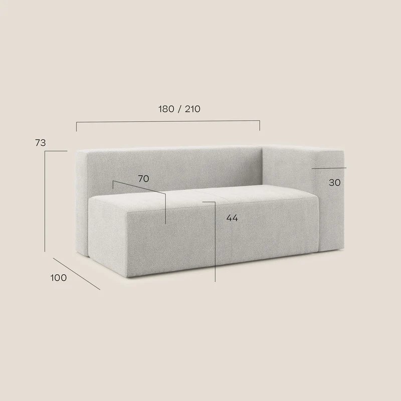 Nettuno module d'angle/latéral maxi en bouclette douce T07 anthracite