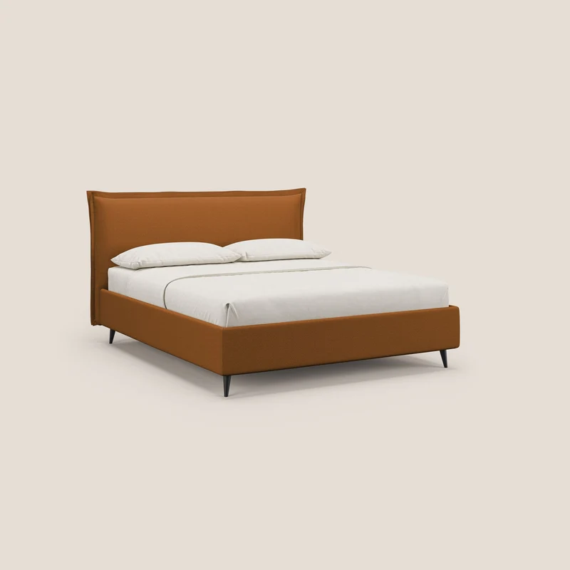 Hans lit rembourré avec coffre au style minimaliste en tissu imperméable T19 orange