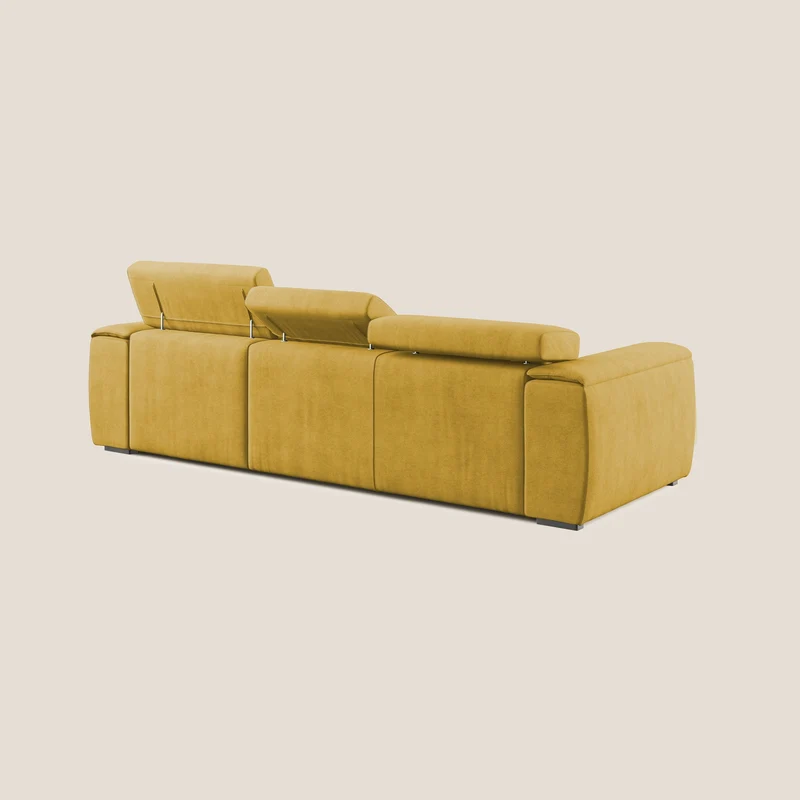 Zeno canapé d'angle et pouf extractible en tissu doux imperméable T02 jaune